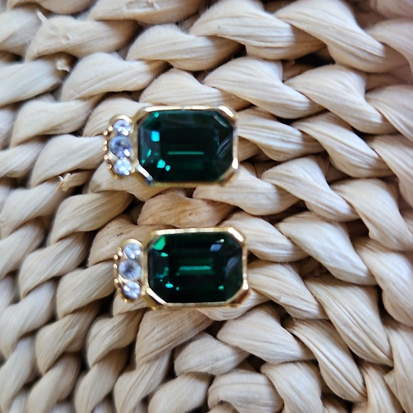 Joseph Esposito Signed CZ 14K Electroplate Matching Ring & Earrings Vintage - Picture 2 of 7